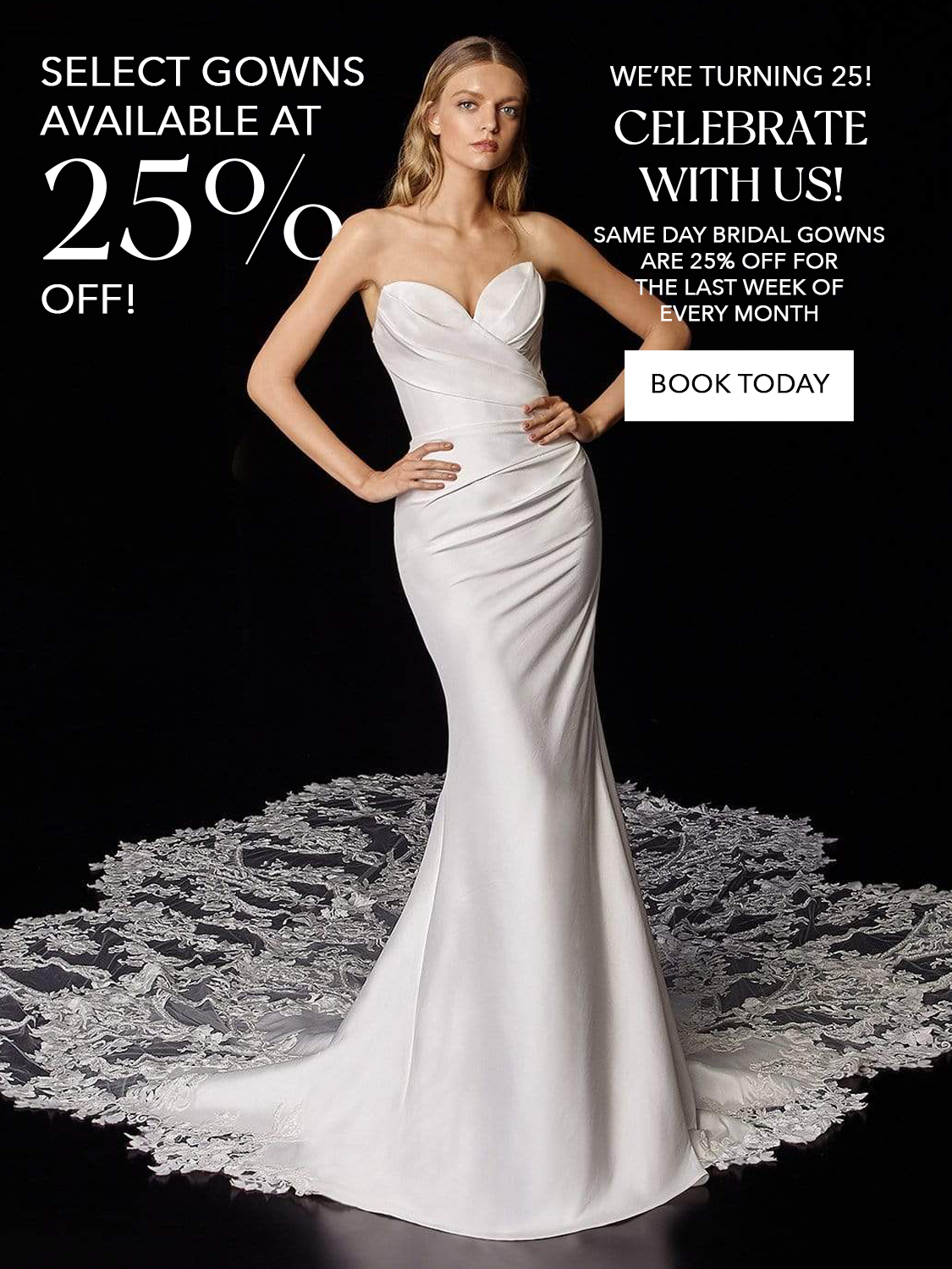 Don&#39;t Miss Out: 25% Off Same Day Bridal Gowns at Stardust Celebrations! Image